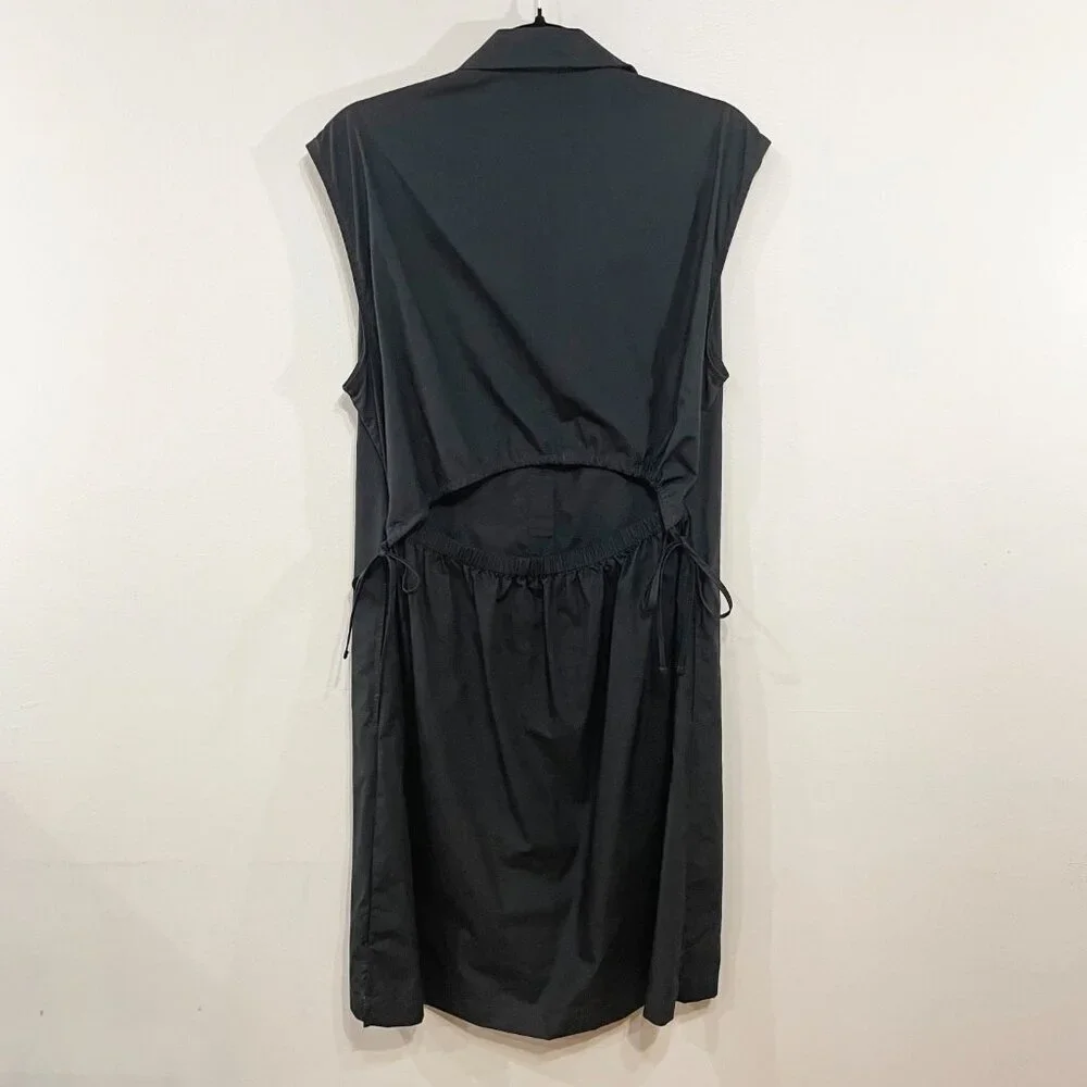New Gap 100% Cotton Utility Back Cut-Out Shirtdress Black Medium